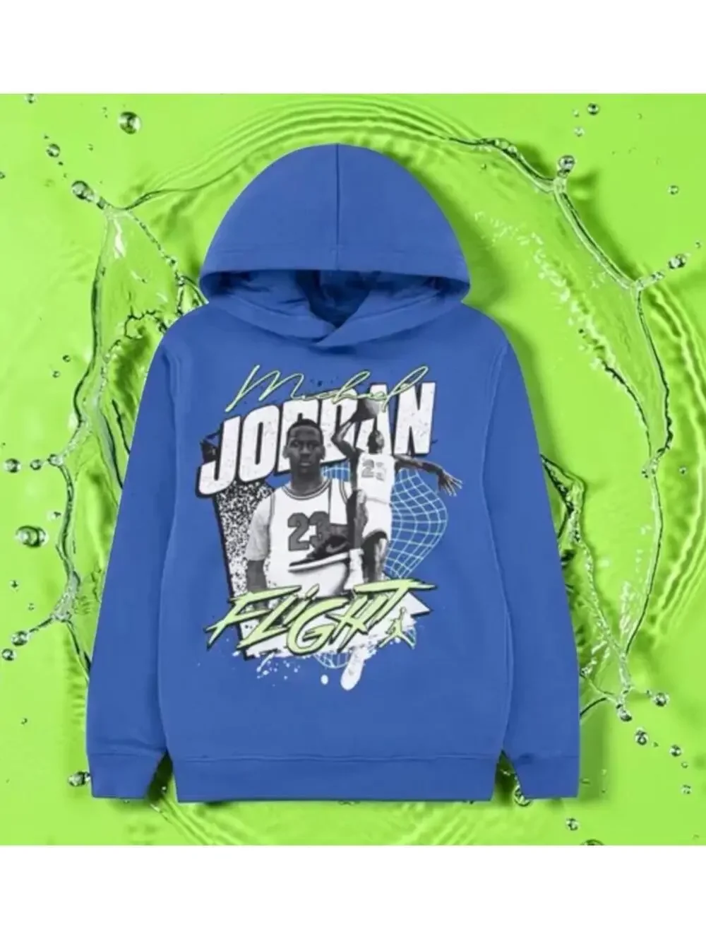 $55 Jordan Double Flight Graphic Hoodie 95F167-BB7 Blue Boys Girls GS Size L